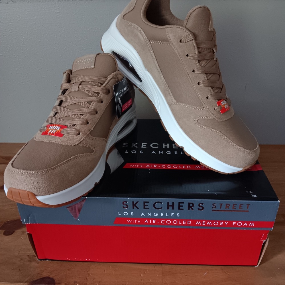 Skechers Uno Stacre Sneakers Mens 11 Sand Tan New Wide Fit 52468W/SND